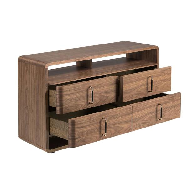 Angel Cerdá Walnut and Black Pvc Chest of Drawers 7226