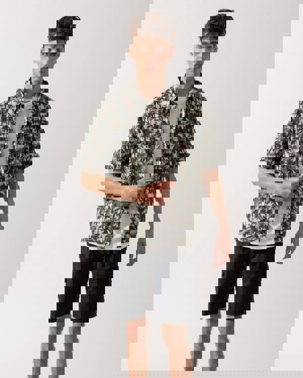 Armani Exchange Armani Exchange Mens Palm Tree Print Hawaiian Shirt