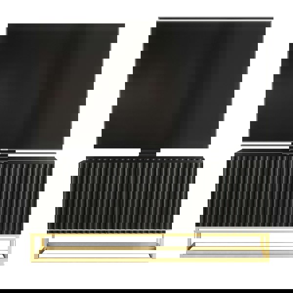 Mex Furniture Modern Black TV Unit with Gold Base 100cm – Fluted Fronts & Push-Down Doors