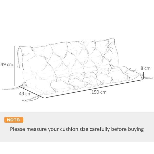 Tufted dark grey bench cushion with backrest, size 98 x 150 cm