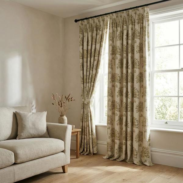 Amersham made-to-measure curtains in Wine, styled in a living room