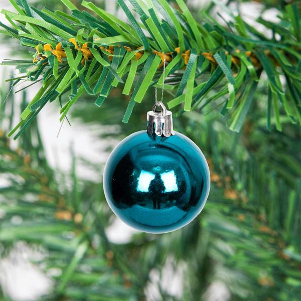 Shatchi 5cm Shatterproof Teal Blue Christmas Baubles Set for Tree and Festive Display