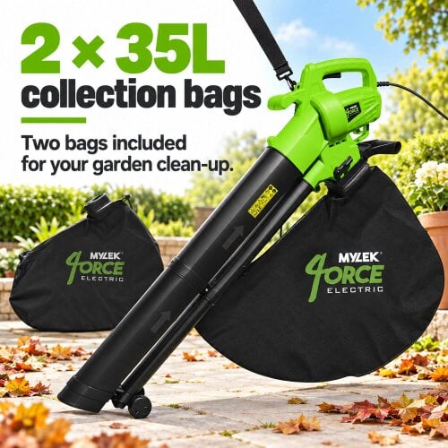 Mylek Leaf Blower & Vacuum, 3000W Mulcher with 2 Collection Bags