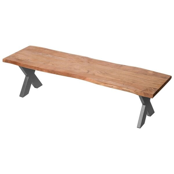 Wyld Haus Vouvant Live Edge Acacia Wood Bench Black Metal X Frame