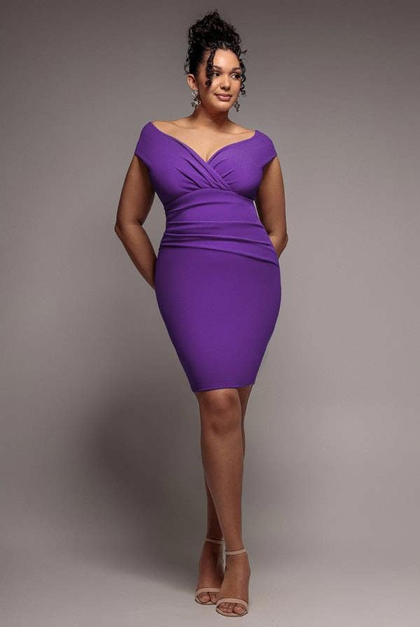 Bardot Pleated Midi Dress - Purple DR1092AP