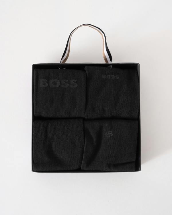 BOSS Orange Mens 4 Pack RS Iconic Sock Gift Set - Black 001 - CHO - Designer Mens Socks