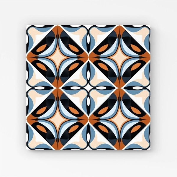 Warren Reed Brown And Blue Geometric Pattern Canvas