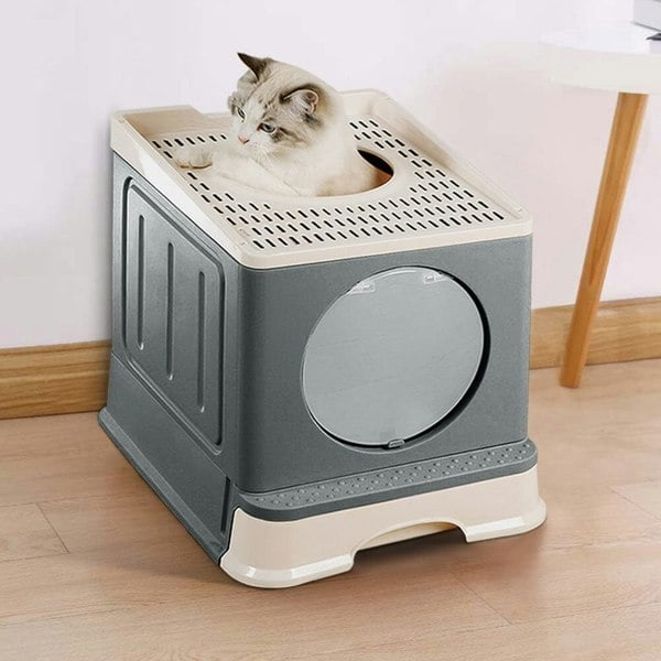 Full Enclosed Foldable Cat Litter Box Living and Home