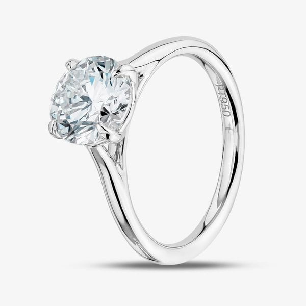 T. H. Baker Platinum 2.05ct Brilliant Cut Lab Grown Diamond 4 Claw Solitaire Ring HLR294-SSRB42
