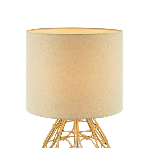 Traditional Vintage Wrapped Rattan Table Lamp with Cream Linen Fabric Shade Image 5