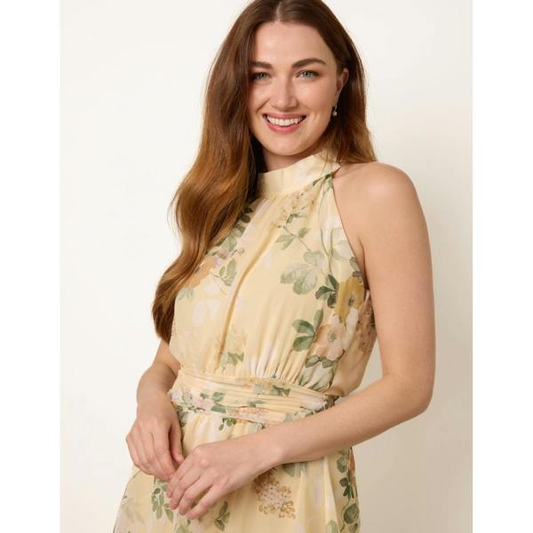 Blue Vanilla High Neck Tiered Mini Occasion Dress