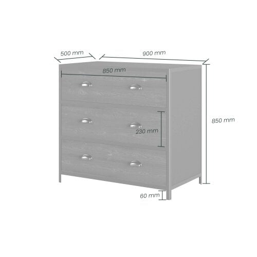 Wyld Haus Como Black Faux Concrete 3 Drawer Chest