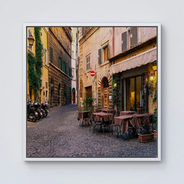 Warren Reed Cozy Rome Street Framed Canvas