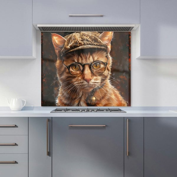 Warren Reed - Designer Dapper Ginger Cat with Cap Kitchen Splashback