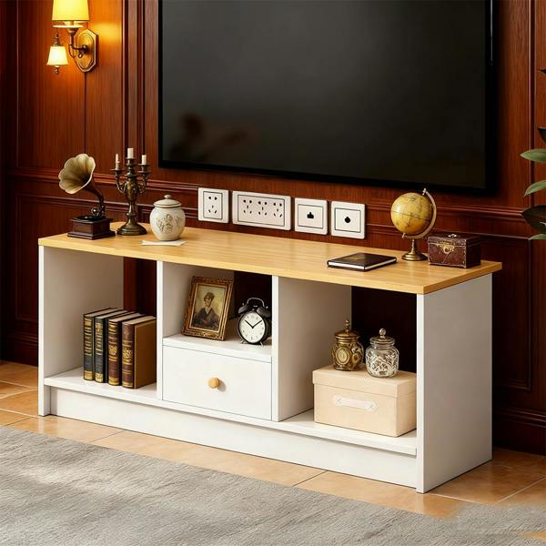 Havendro 90CM Wooden TV Cabinet 3 Tier Shelf Living Room Media Storage TV Unit Stand
