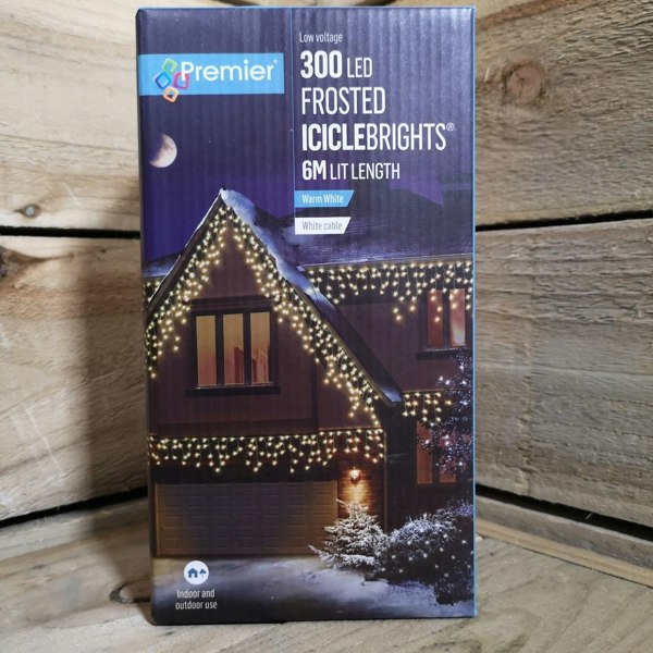 Samuel Alexander 300 LED 7.5m Premier Christmas Outdoor 8 Function Icicle Lights in Warm White