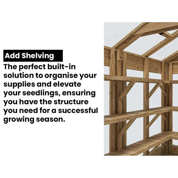 Dunster House Sprouthouse Miniature Wooden Greenhouse W1.2m x D0.6m / W4' x D2' with 4mm Glass and Automatic Vent Opener