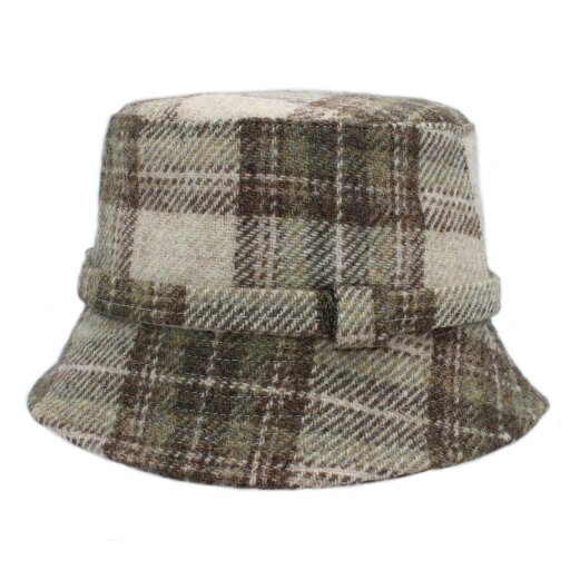 Heather Hats & Accessories Harris Tweed Wide Brimmed Bucket Hat, Cotton Lining, Outdoor Wear, Oat Beige