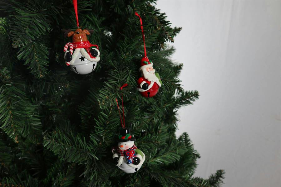 3pc Christmas Tree Hanging Decorations with Hand-Painted Ceramic Santa, Snowman and Reindeer image 3
