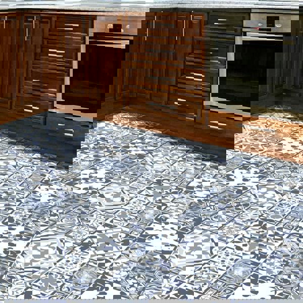 WFS6012 - Lisbon Blue Tiles Melange Floor Sticker 120cm x 60 cm