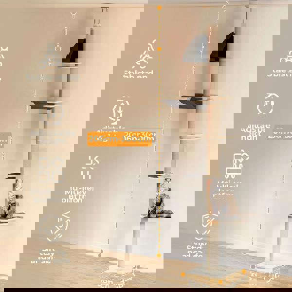 Skylos Cat Tree Activity Center Scratching Post with Condo Perch Bed Hammock