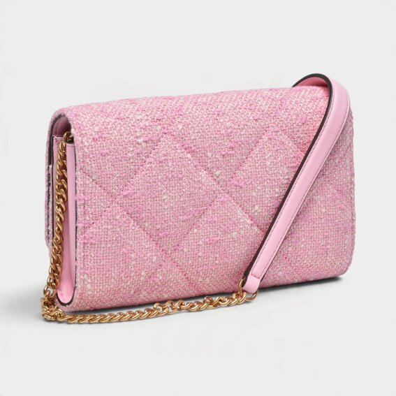 Tory Burch Willa Tweed Chain Wallet Pink
