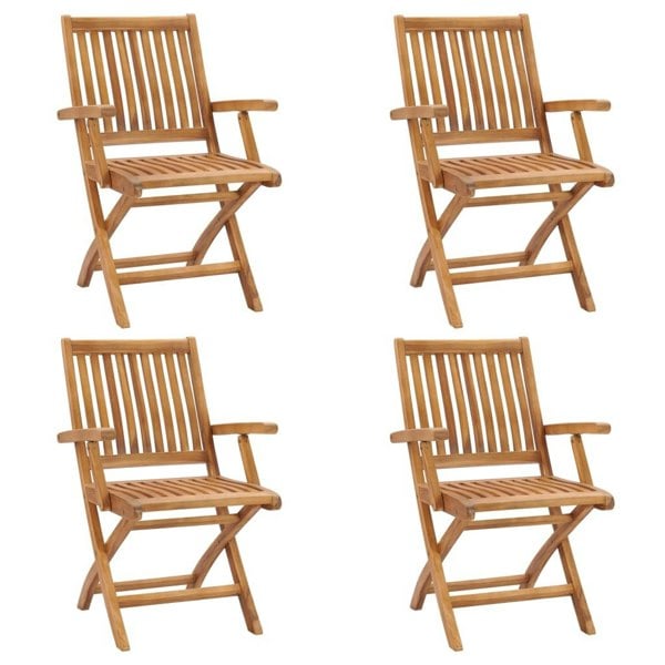 Berkfield Folding Garden Chairs 4 pcs Solid Teak Wood
