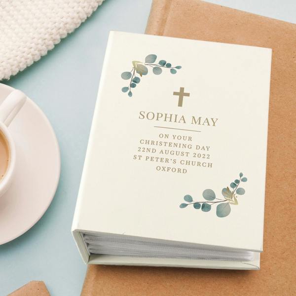Abode Home & Gifts Personalised Botanical Cross Photo Album with Sleeves