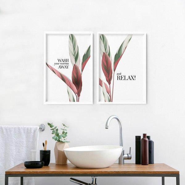 Bathroom decor accessories | Set of 2 Tropical art prints