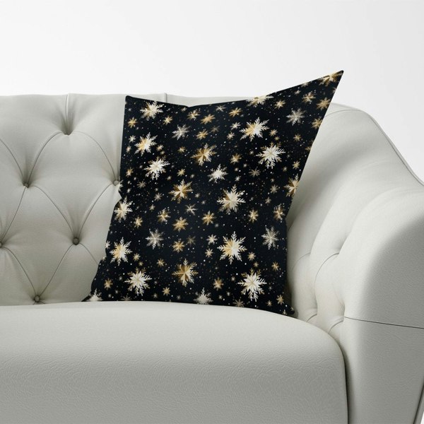 Warren Reed Silver Gold Snowflake Pattern Cushions