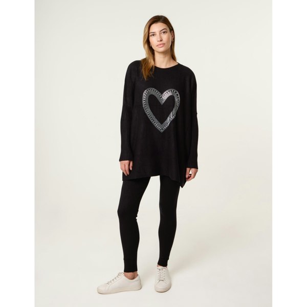 Blue Vanilla Heart Diamante Oversized Jumper