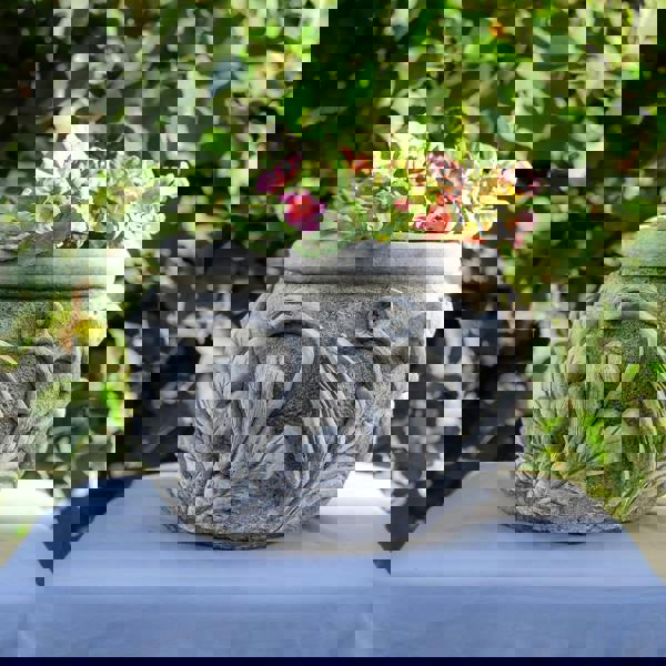 Floral Design Stone Cast Garden Plant Pot