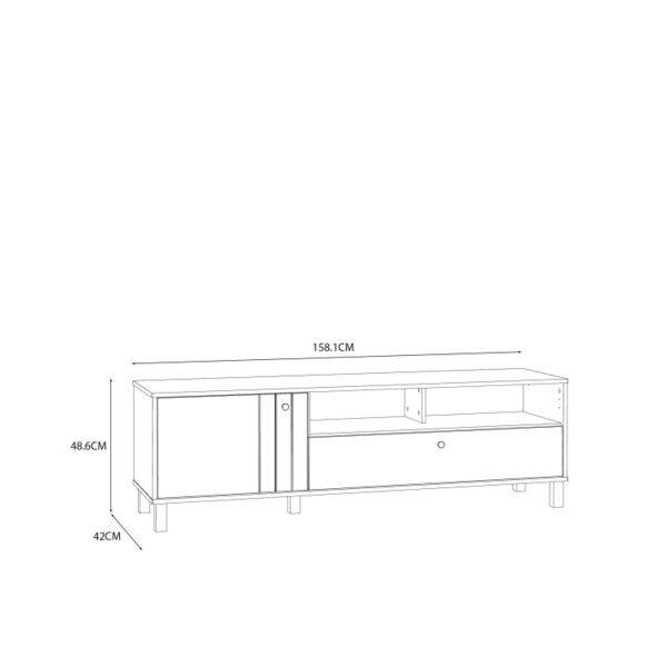 Wyld Haus Oslo Industrial Cream and Oak TV Unit with 2 Doors 1 Drawer