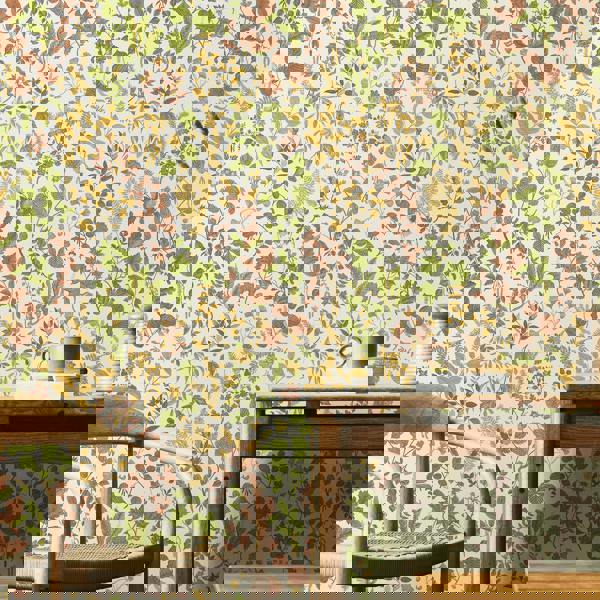 Hoopla Walls Botanical Leaves - Ginger  & Olive 10m Wallpaper