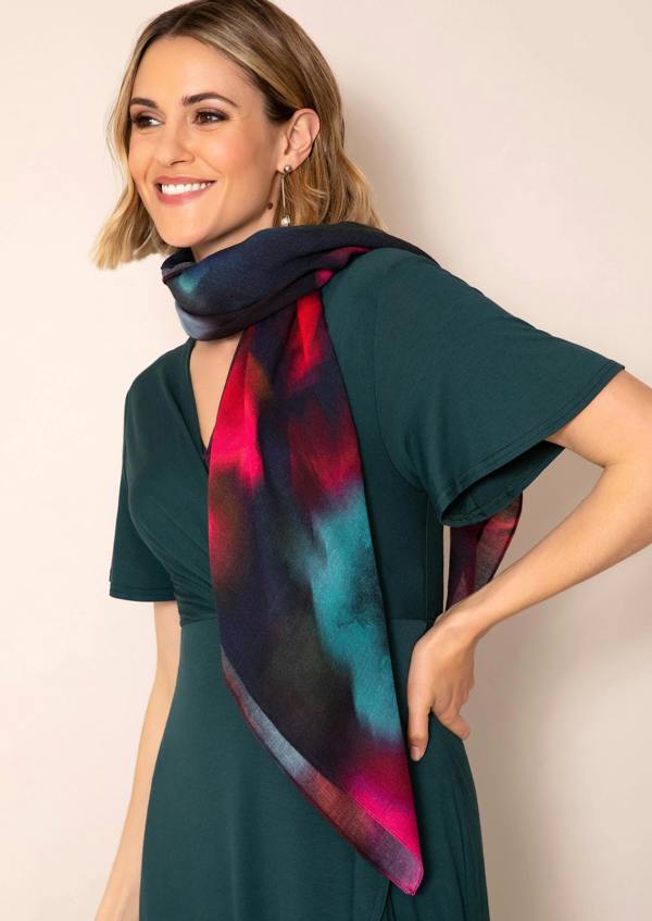Alie Street London Leoni Silk Wool Scarf (Moonlit Florals)