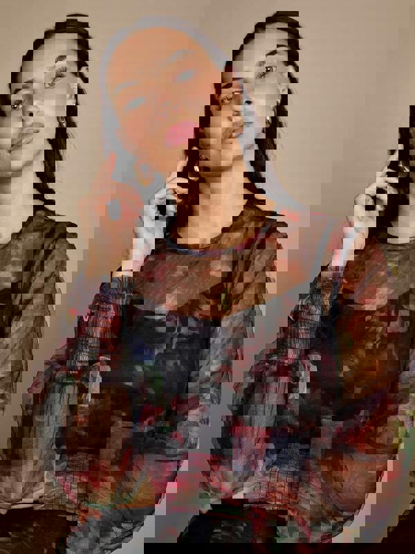 GWD Bettina Floral Mesh Midi Dress