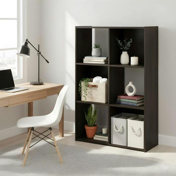 WALPLUS Durable Pelli Cubic Storage Cabinet, 3x2, Espresso for Bedroom