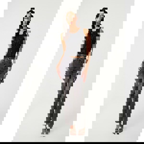 Pink Vanilla Diamante Ribbed Vest