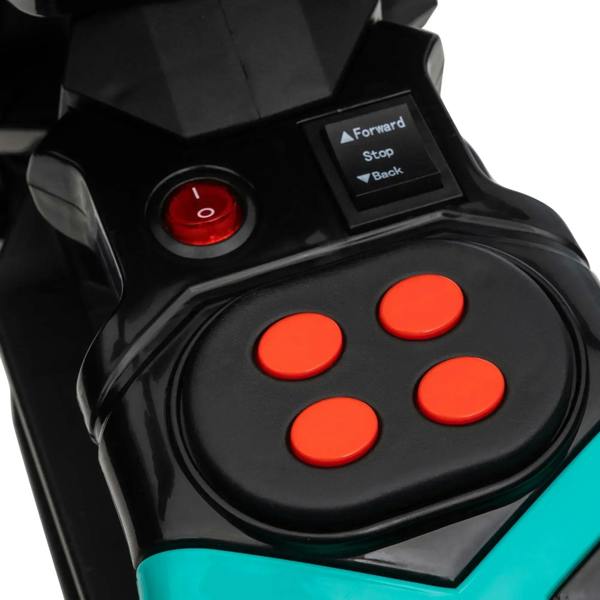 Black motorbike control panel with round buttons and forward, stop, back switch