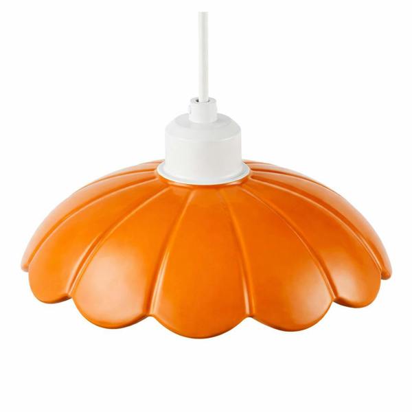 Modern Orange Gloss Ceramic Pendant Light Shade with Scallop Edge Image 5