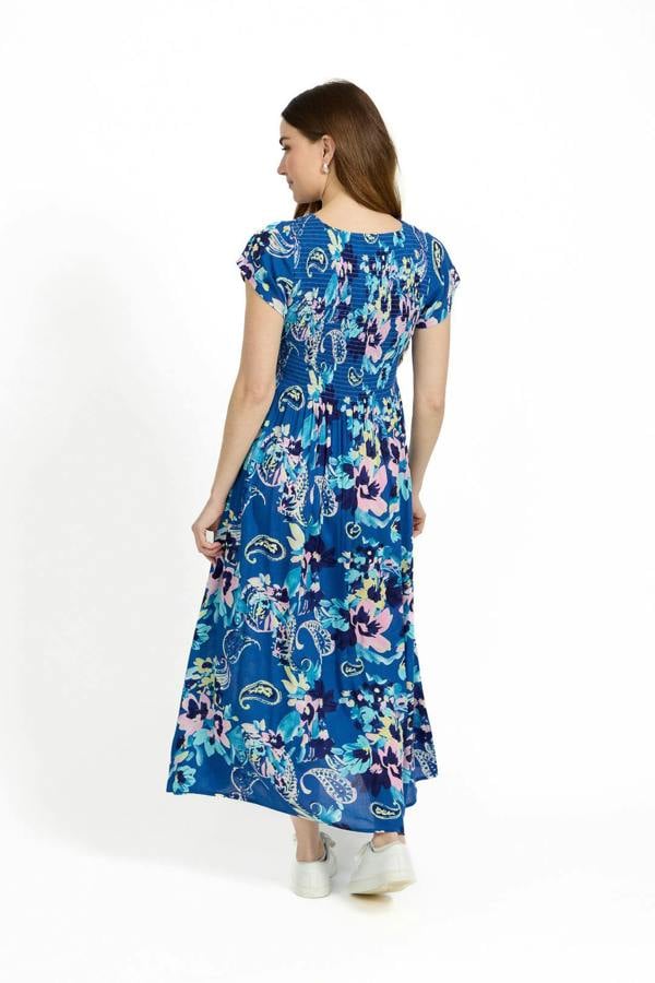 Mudflower Paisley Print Shirred Bodice Dress