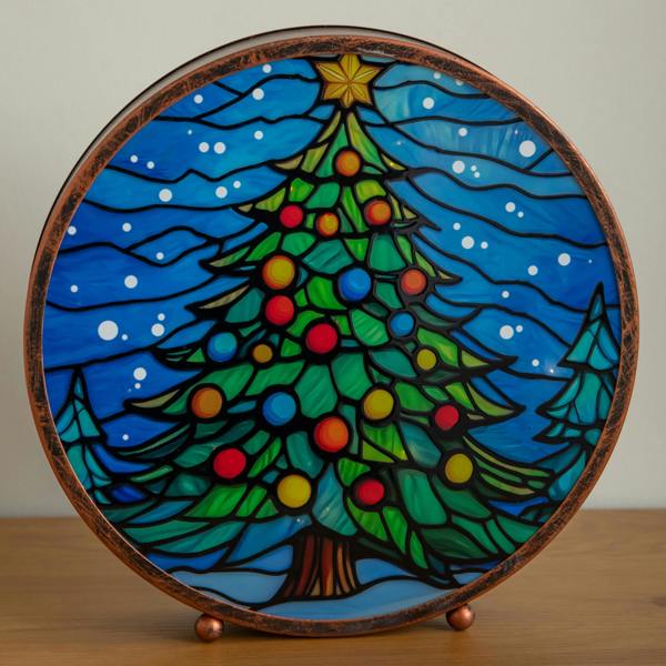 Samuel Alexander Light Up Stained Glass Decoration of Christmas Tree with Timer