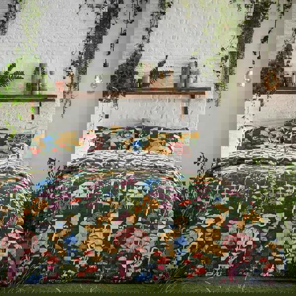 Furn Amanita Abstract Mushrooms Duvet Cover Set - Forest Green