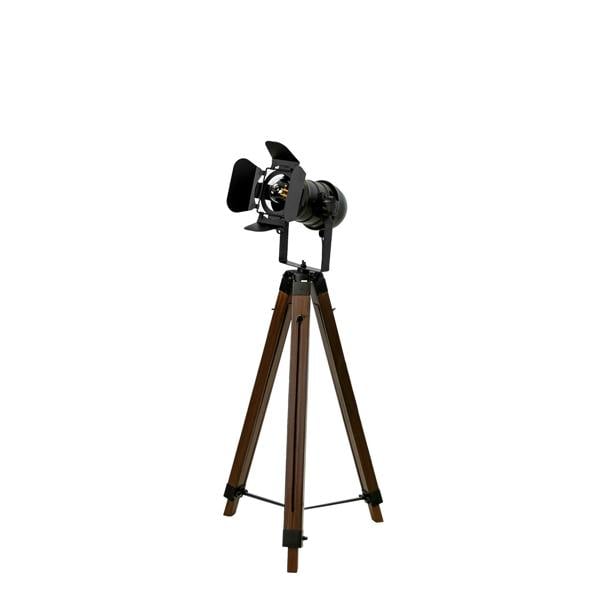 Angel Cerdá Floor lamp in black steel and walnut-coloured pine wood 8109