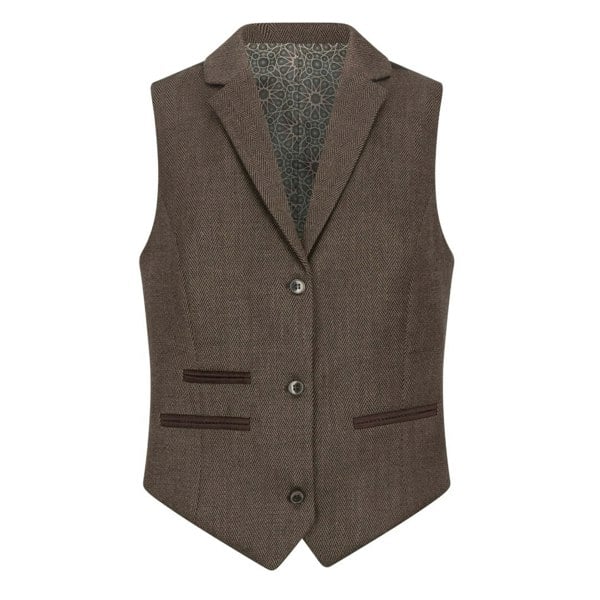 TruClothing TPW-AK-06 - Women's Brown 3 Piece Herringbone Tweed Suit