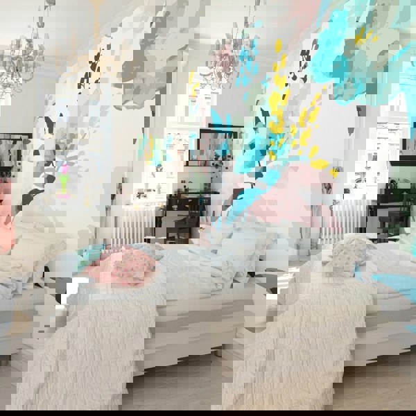 Origin Murals Graphic Flower Wall Mural - Blush & Jade