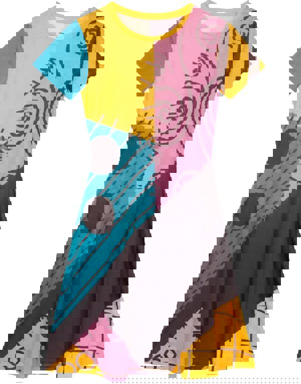 Disney The Nightmare Before Christmas Womens Black Sally Short Sleeve Skater Dress