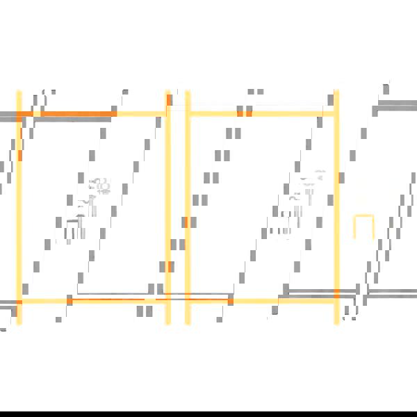 Five sturdy orange mortar board stands, each 750mm high, with accompanying hardware for secure assembly and use