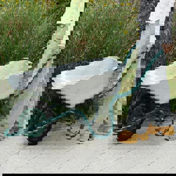 Gr8 Garden Heavy Duty Wheelbarrow 85L Litre Galvanised Steel Outdoor Wheel Barrow Pneumatic