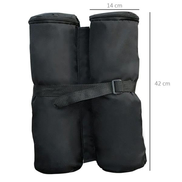 Pair of black heavy duty sandbag weights with wide strap and zipper top
